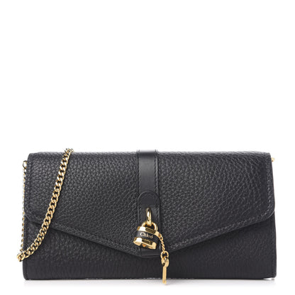 Chloe Shiny Grained Calfskin Aby Wallet on Chain Black 1 of 9