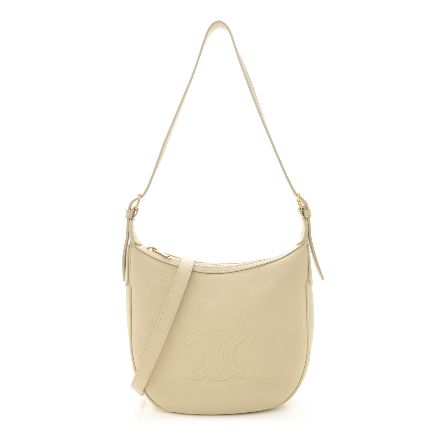 Supple Calfskin Cuir Triomphe Small Heloise Shoulder Bag Limestone