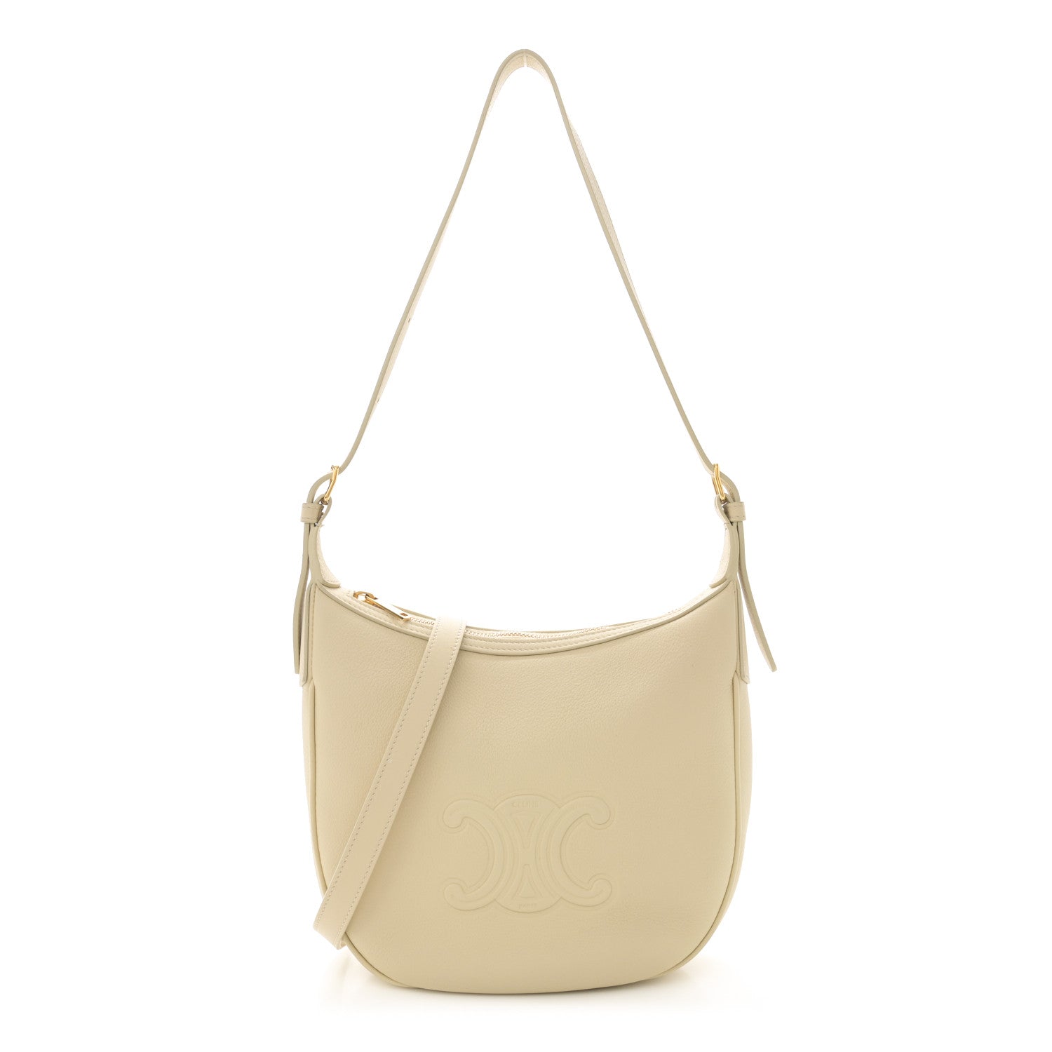 Celine Supple Calfskin Cuir Triomphe Small Heloise Shoulder Bag Limestone 1 of 13