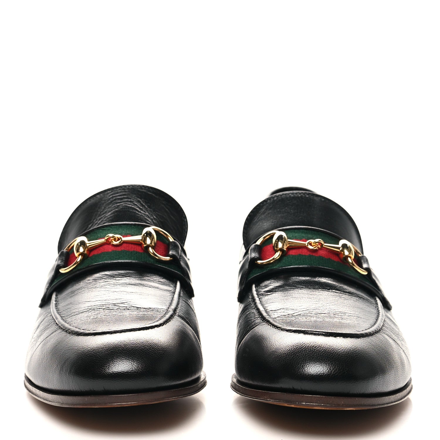 Gucci Goatskin Web Mens Horsebit Loafers 7 Black 2 of 10