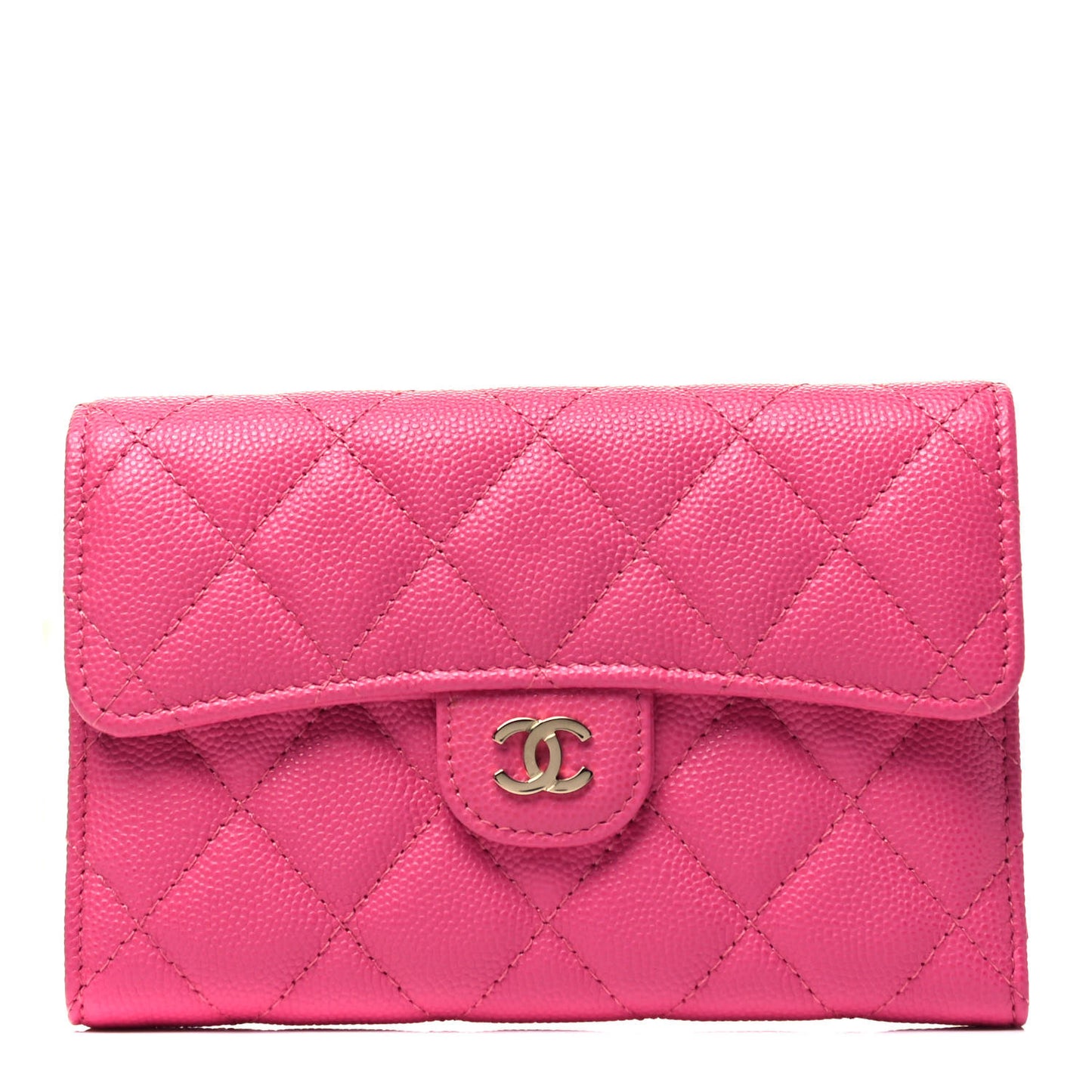 Caviar Quilted Medium Flap Wallet Pink