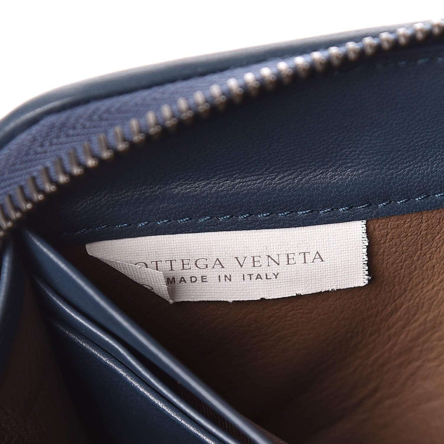 Bottega Veneta Nappa Intrecciato Gradient Spotted Zip Around Wallet Black Denim 9 of 10