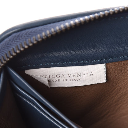 Bottega Veneta Nappa Intrecciato Gradient Spotted Zip Around Wallet Black Denim 9 of 10