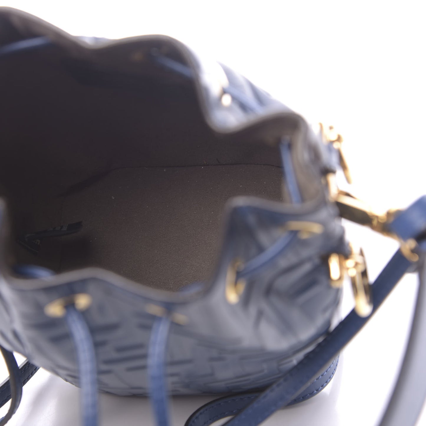 Vitello Liberty F is Fendi FF 1974 Embossed Mini Mon Tresor Bucket Bag Iris