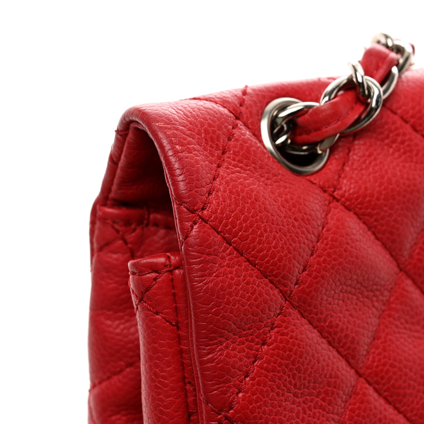 Soft Caviar Quilted Jumbo XL Single Flap Red