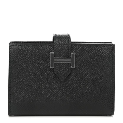 Hermes Epsom Monochrome Bearn Card Holder Wallet Black 1 of 8