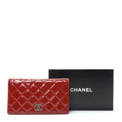 Chanel Patent Quilted Brilliant Yen Wallet Red 9 of 9