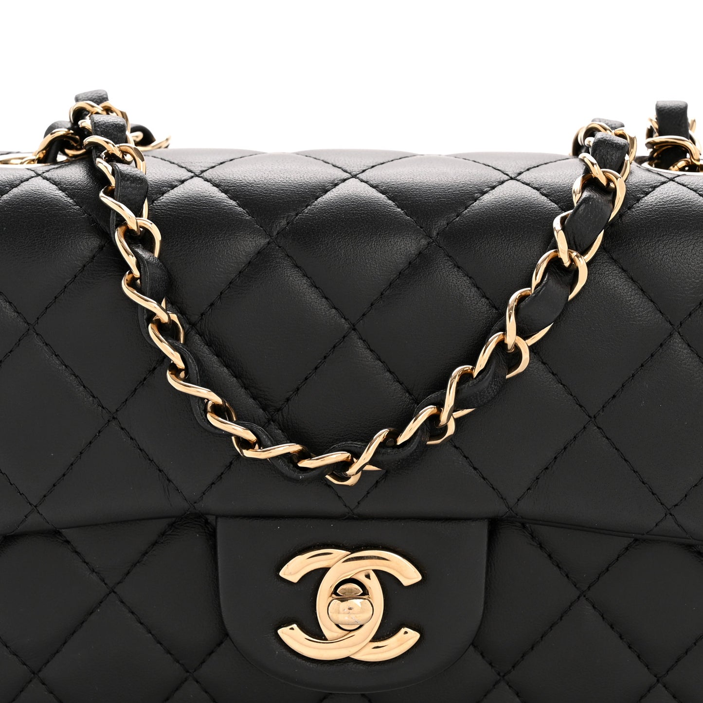 Lambskin Quilted Mini Rectangular Flap Black