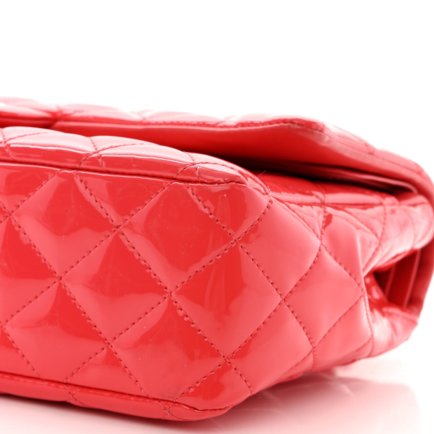 Patent Quilted Medium Double Flap Dark Pink
