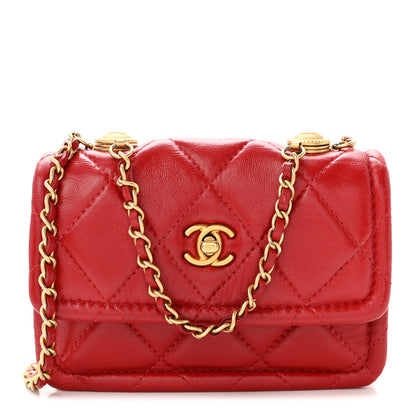 Chanel Shiny Lambskin Quilted Extra Mini Flap Red 1 of 10