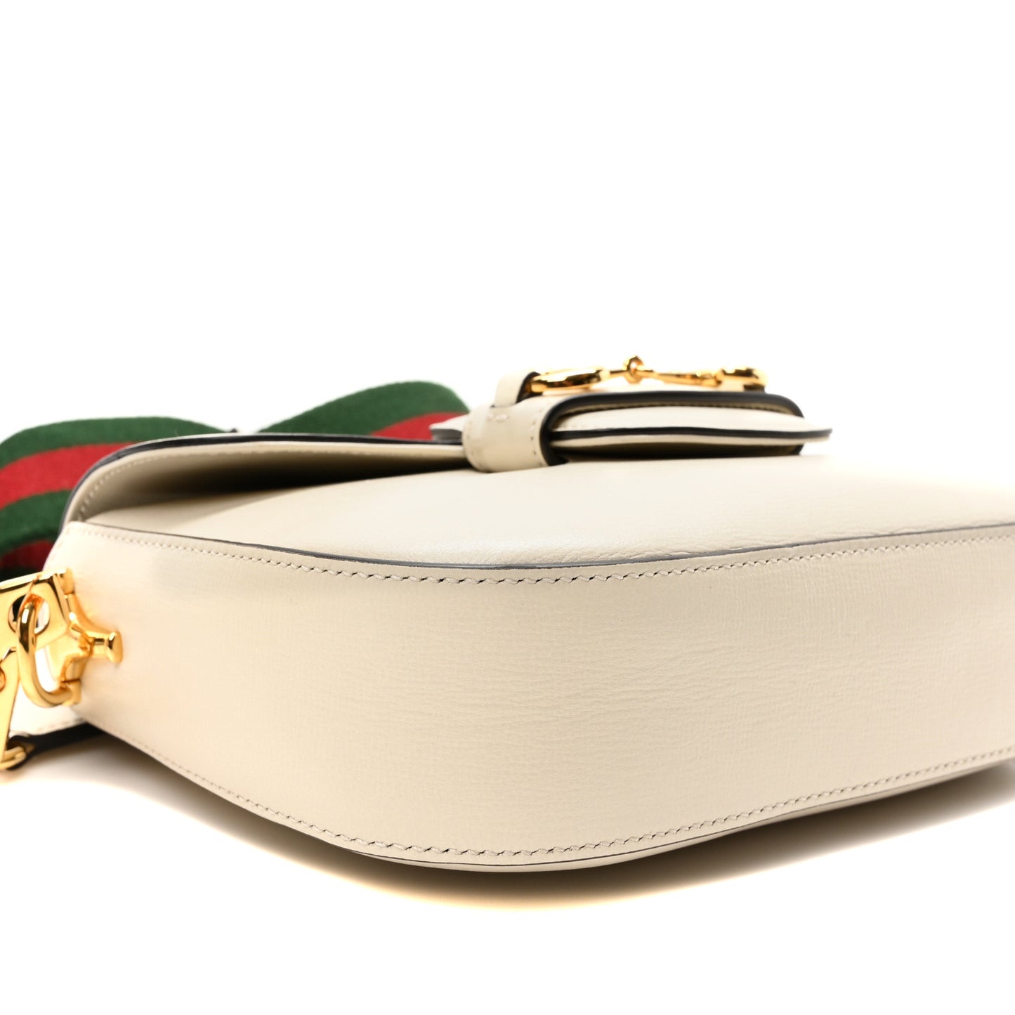 Azalea Calfskin Web Mini Horsebit 1955 Shoulder Bag Mystic White
