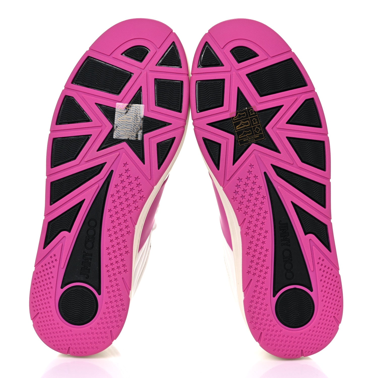 Jimmy Choo Calfskin Vinyl Striped Hawaii Flatform Sneakers 35.5 White Fuchsia 5 of 8