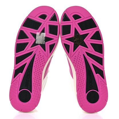 Jimmy Choo Calfskin Vinyl Striped Hawaii Flatform Sneakers 35.5 White Fuchsia 5 of 8