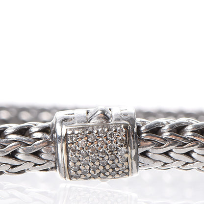 John Hardy Sterling Silver Pave Diamond Medium Classic Chain Clasp Bracelet 6 of 7