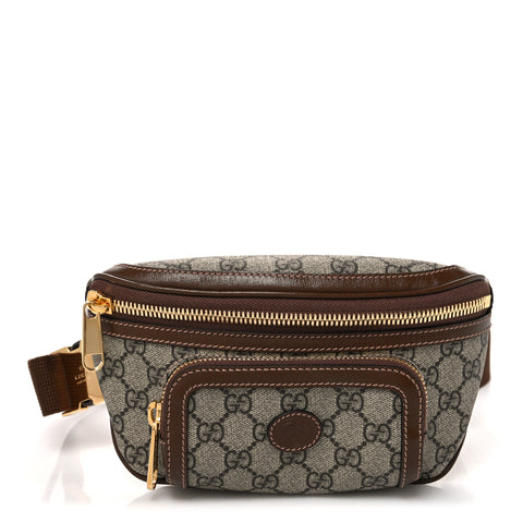 GG Supreme Monogram Textured Calfskin Retro Interlocking G Belt Bag Beige Ebony Brown Sugar
