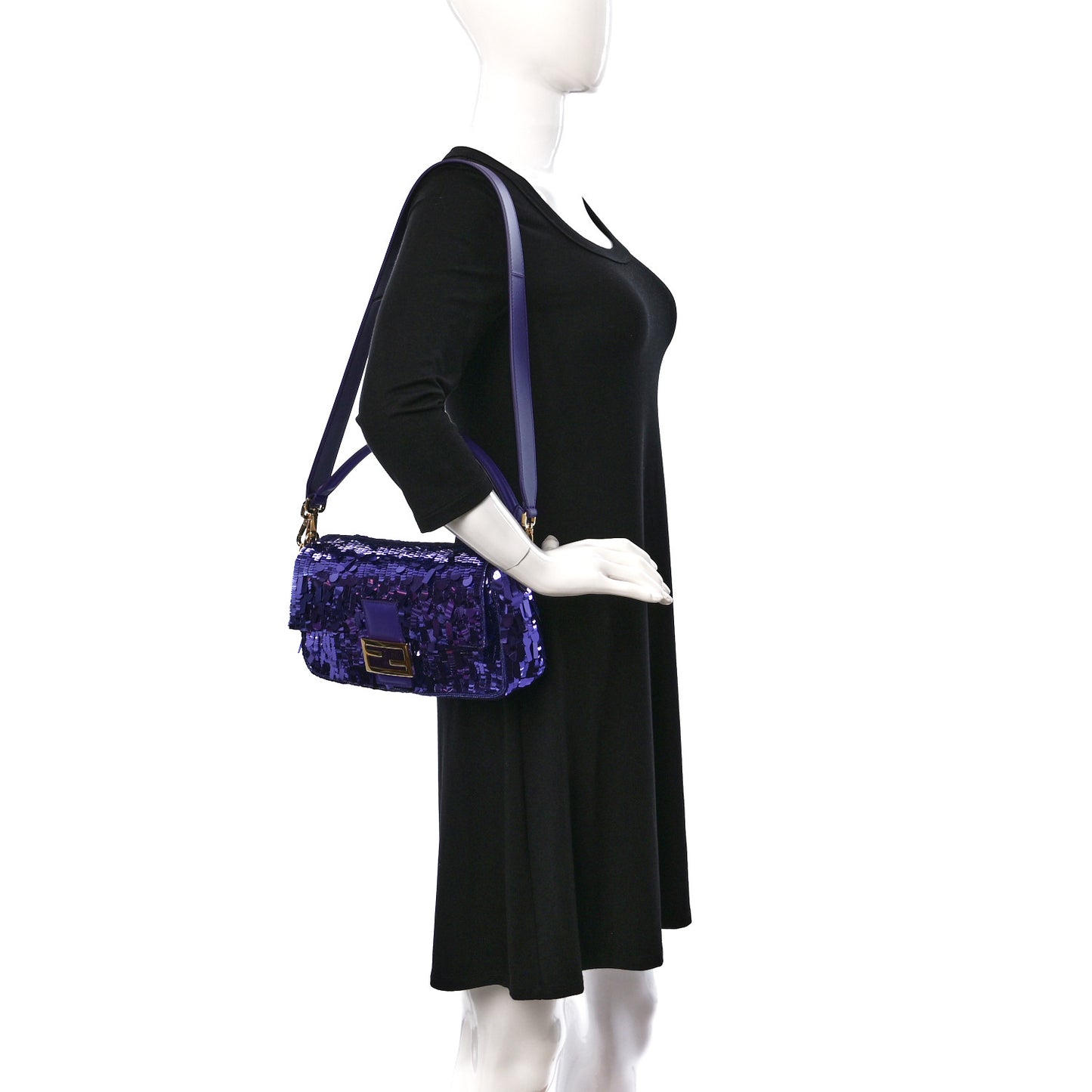 Sequin Paillettes Shiny Nappa Sex and the City Baguette Viola Purple Rain