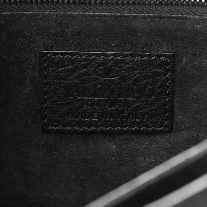 Valentino Garavani Pebbled Calfskin Medium Guitar Strap Rockstud Rolling Flap Saddle Bag Black 5 of 12