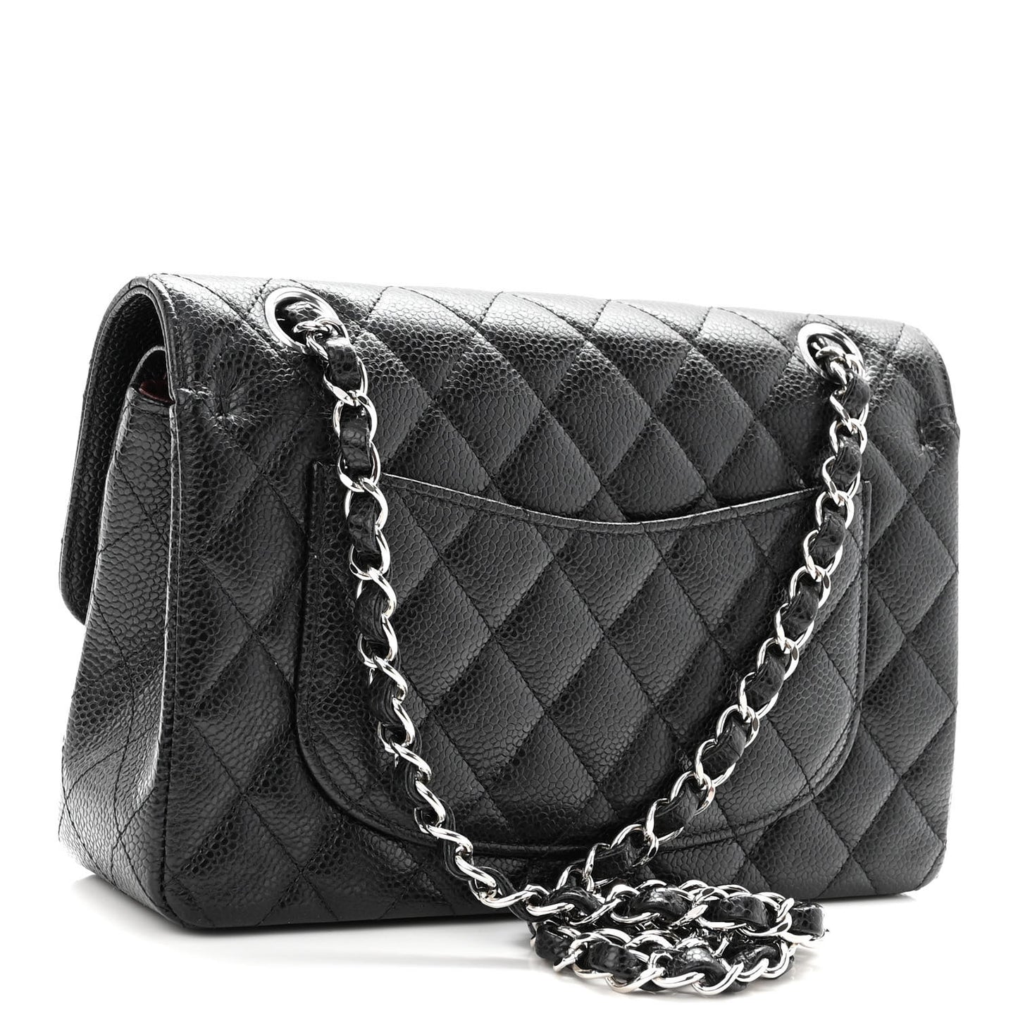 Caviar Quilted Small Double Flap Black