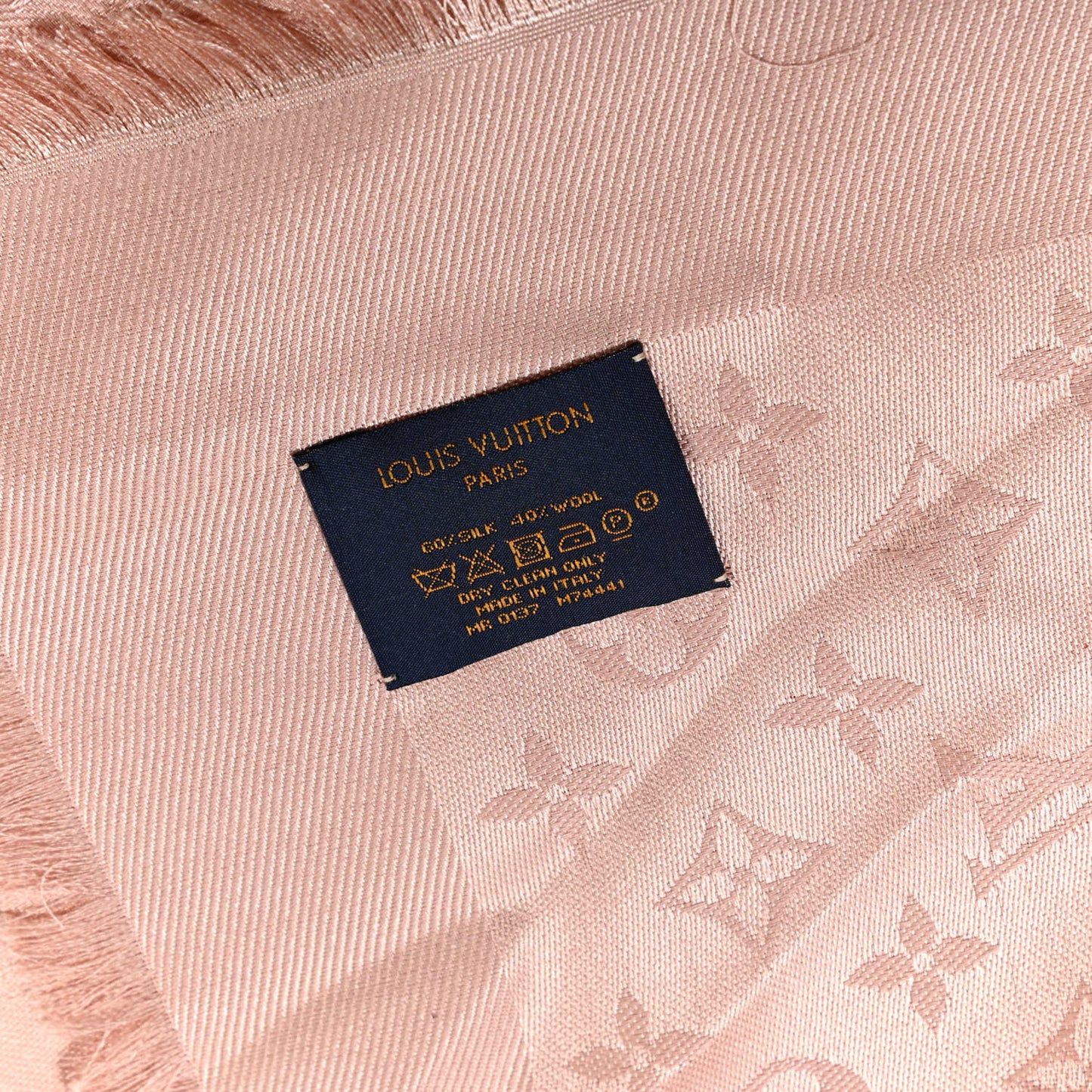 Silk Wool Monogram Shawl Natural