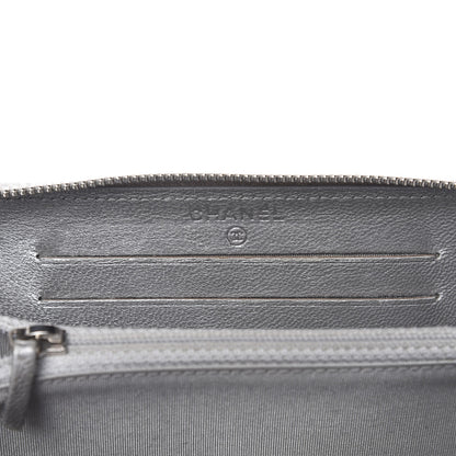 Chanel Metallic Sheepskin Chevron Quilted Medium Mademoiselle Vintage Zip Around Wallet Silver 14 of 14