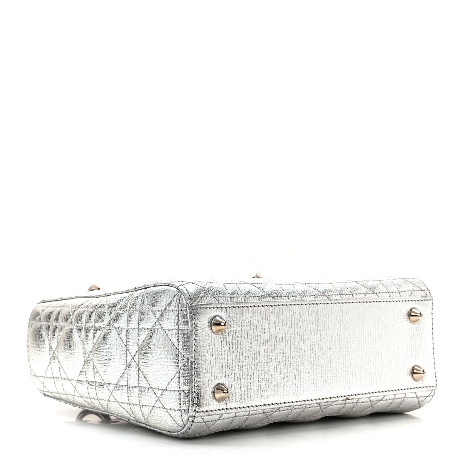 Christian Dior Metallic Grained Calfskin Cannage Small Lucky Badges My Lady Dior Silver 4 of 12