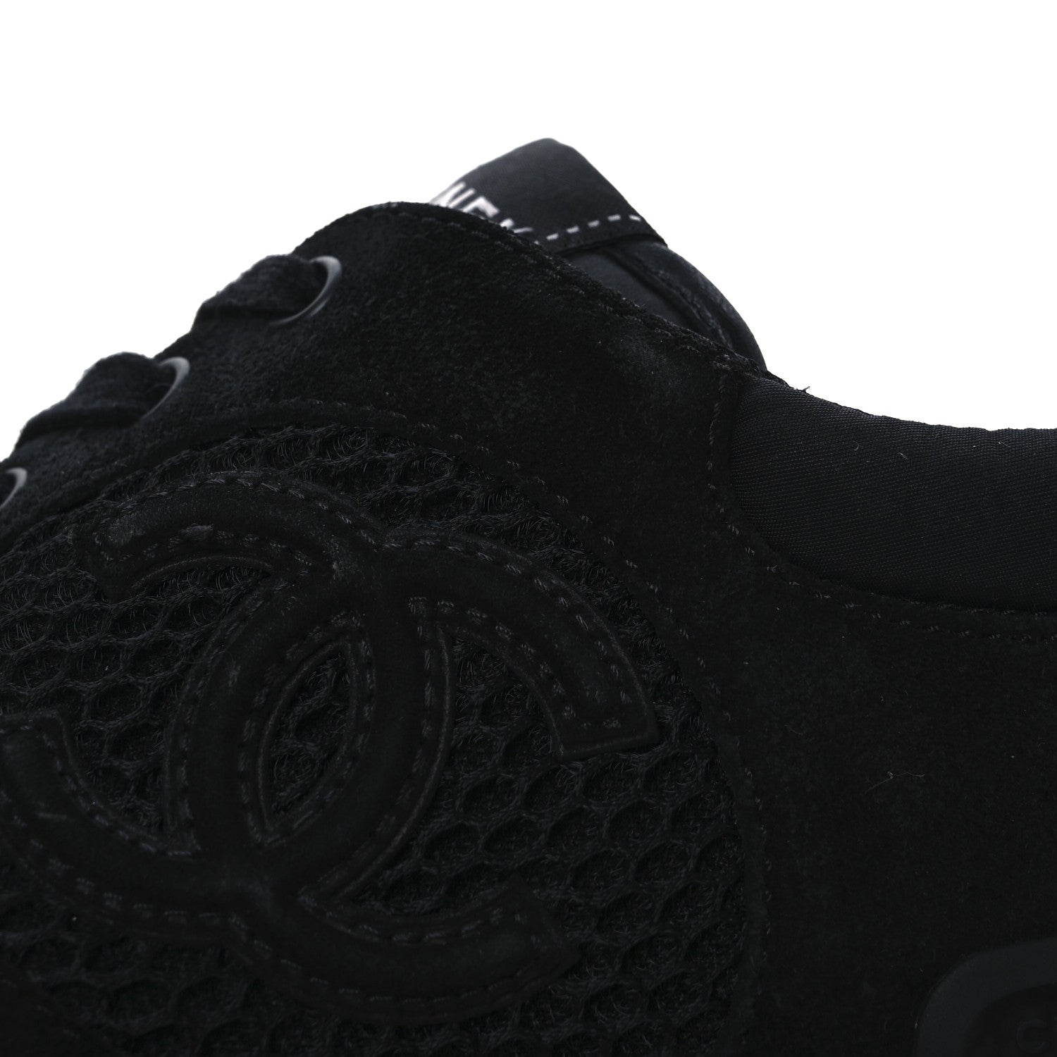 Chanel Calfskin Mesh Lycra Suede Womens Logo Sneakers 40 Black 12 of 13