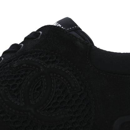 Chanel Calfskin Mesh Lycra Suede Womens Logo Sneakers 40 Black 12 of 13