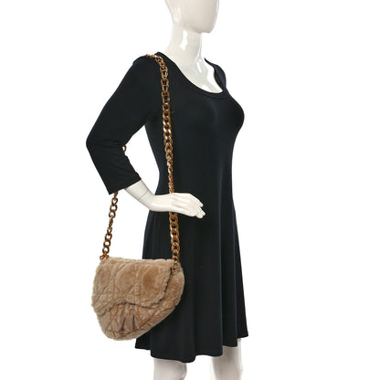 Christian Dior X ERL VENICE Shearling Cannage Saddle Bag Natural 2 of 9