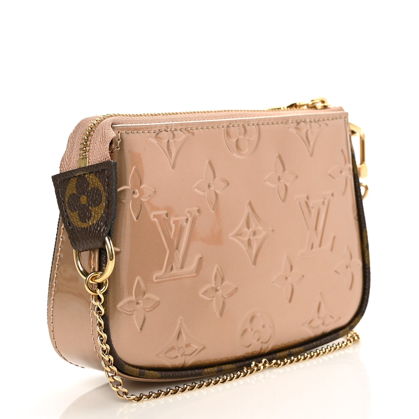 Metallic Vernis Mini Pochette Accessories Rose Gold