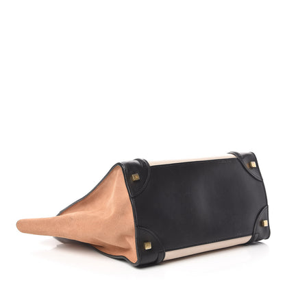 Celine Satin Calfskin Suede Mini Tri-Color Luggage Seashell 4 of 15