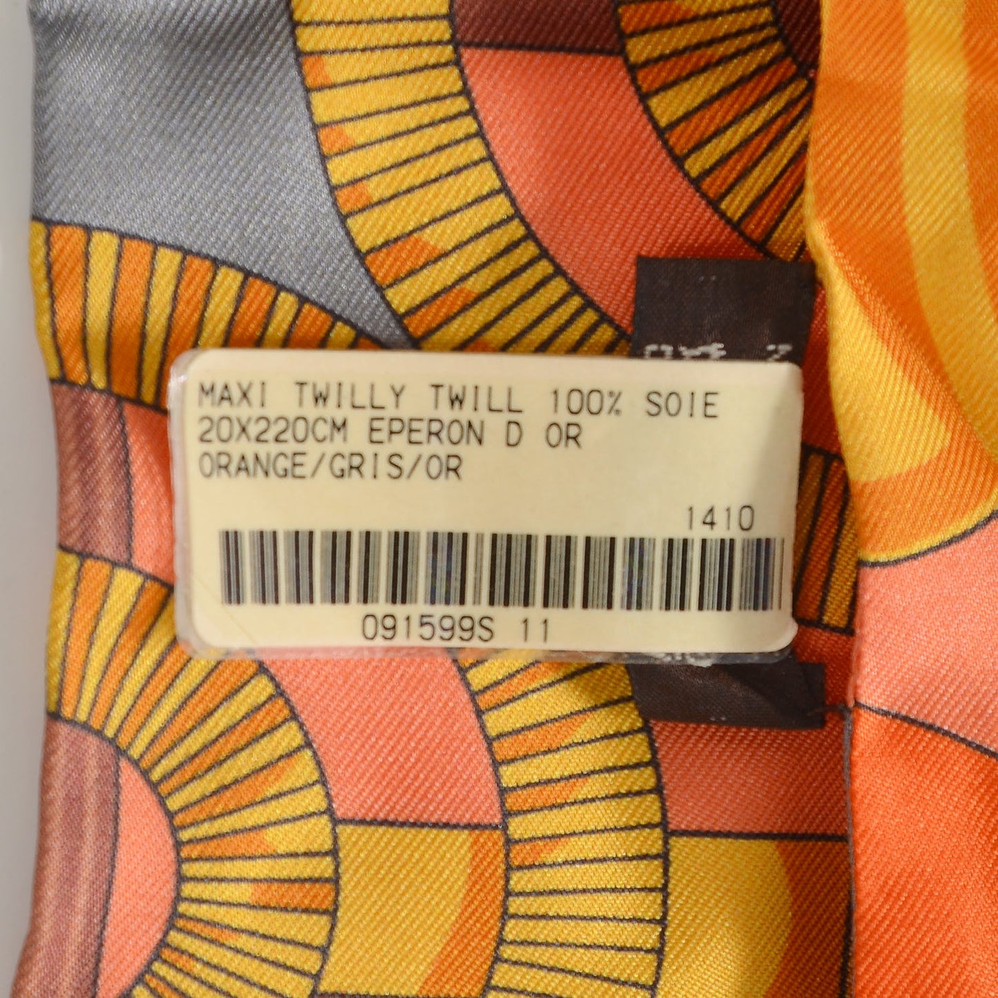Silk Eperon D'Or Remix Maxi Twilly Orange Gris Or