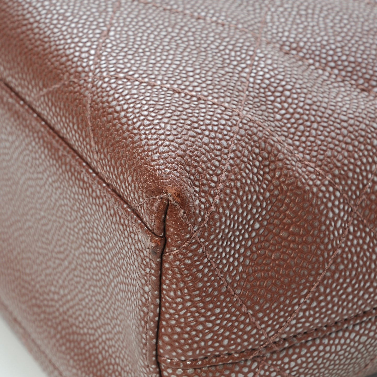 Metallic Caviar Quilted Shoulder Bag Brown