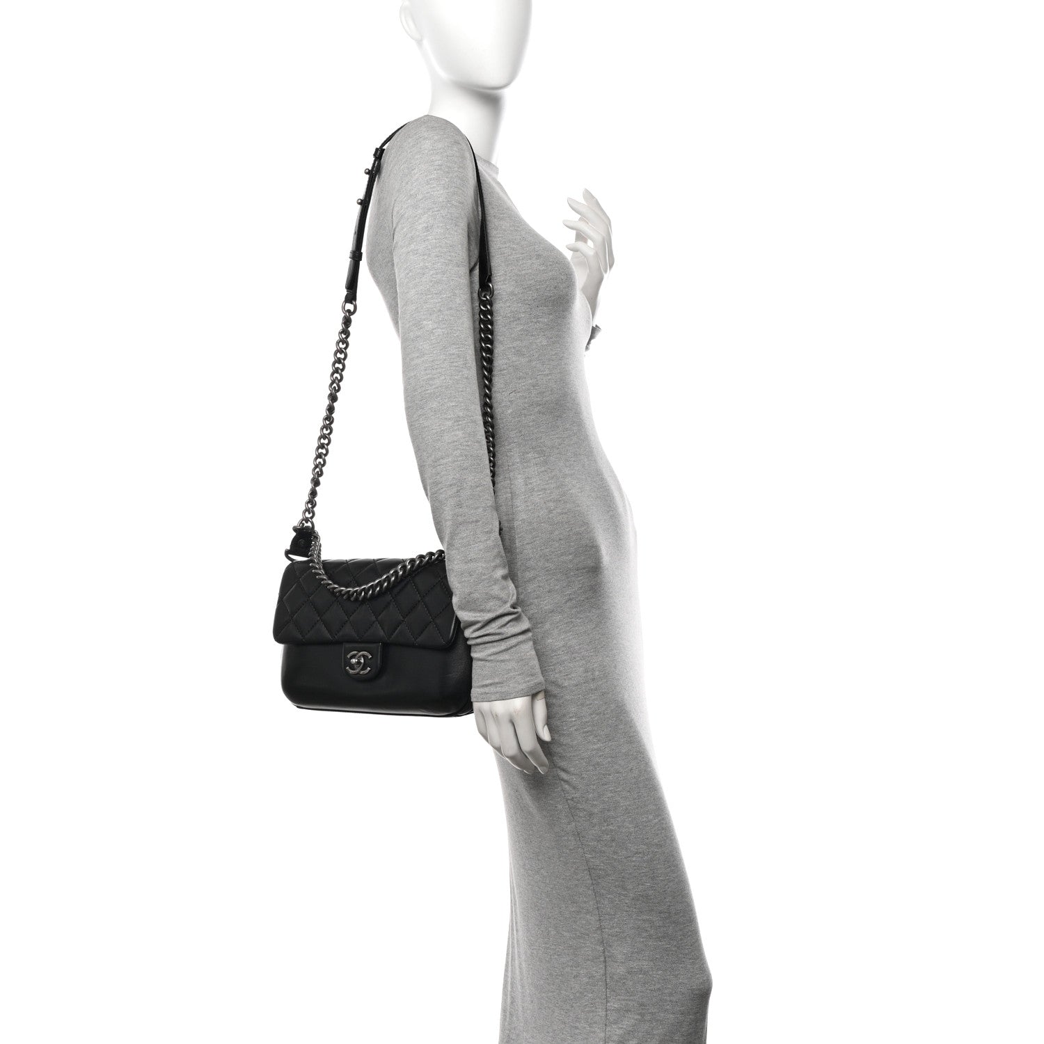 Chanel Calfskin Quilted Large Rock My Shoulder Flap Black 2 of 11