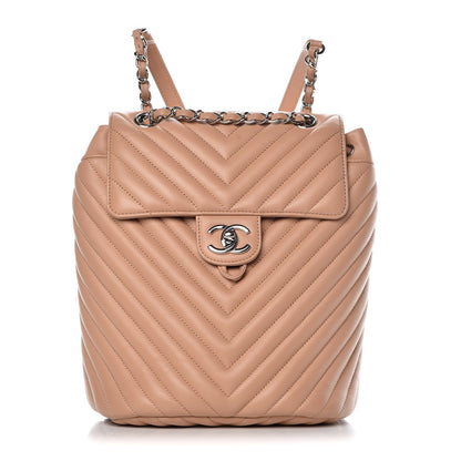 Chanel Calfskin Chevron Quilted Small Urban Spirit Backpack Beige 1 of 11