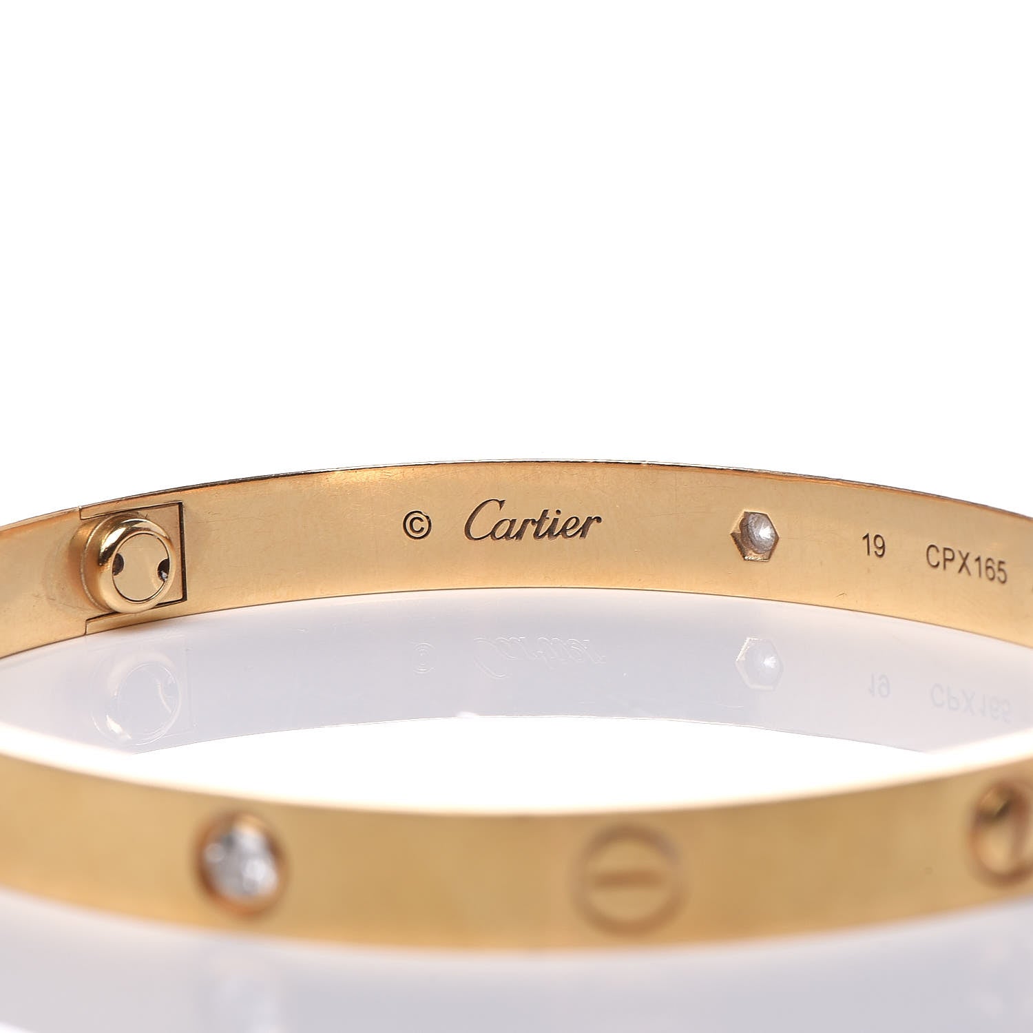 Cartier 18K Yellow Gold 4 Diamond LOVE Bracelet 19 5 of 6