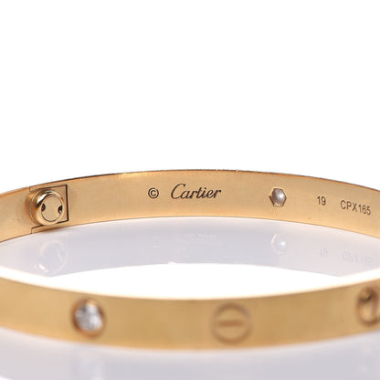 Cartier 18K Yellow Gold 4 Diamond LOVE Bracelet 19 5 of 6