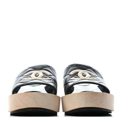 Chanel Lambskin CC Flat Slide Sandals 37 Black 2 of 10