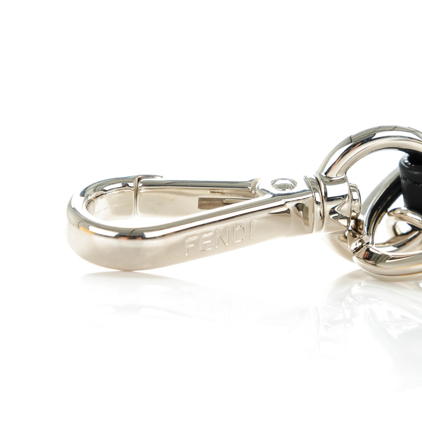 Fox Fur Vitello Flamingo Smile Pom Pom Bag Charm White Black