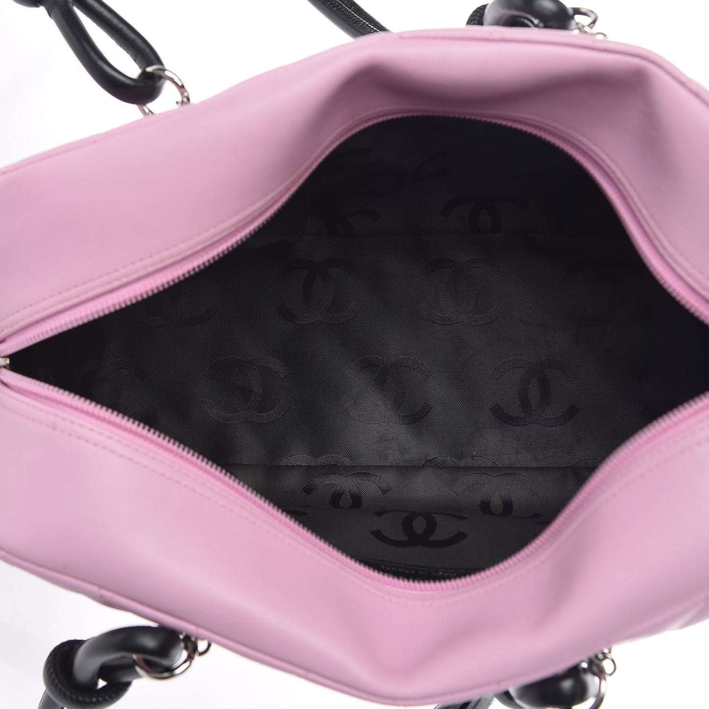 Calfskin Quilted Large Cambon Bowler Pink Black