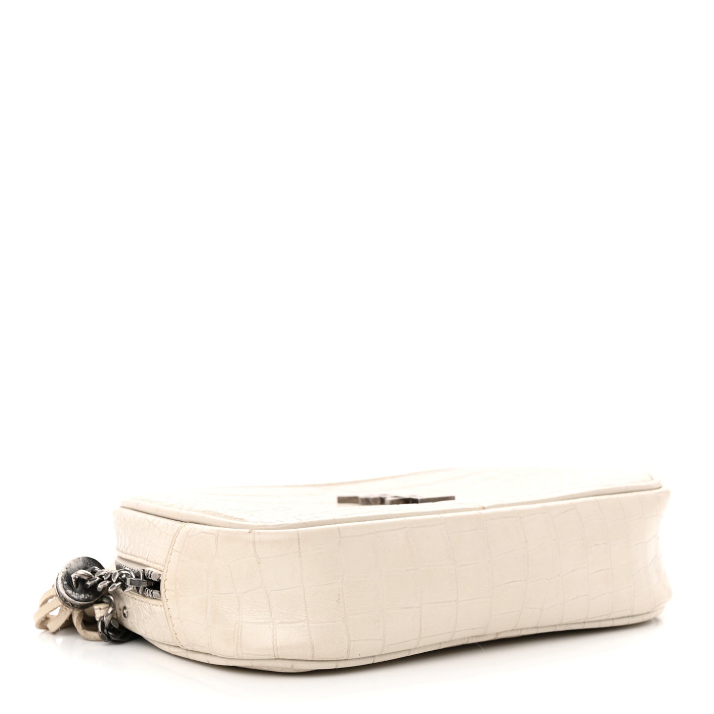 Calfskin Crocodile Embossed Monogram Mini Lou Camera Bag Crema Soft