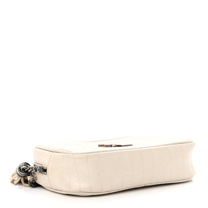 Saint Laurent Calfskin Crocodile Embossed Monogram Mini Lou Camera Bag Crema Soft 4 of 20