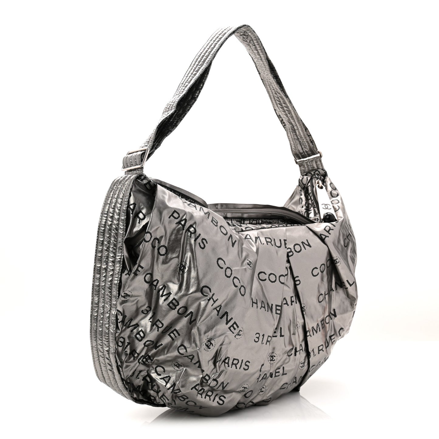 Metallic Coated Canvas Unlimited Ligne Shoulder Bag Silver