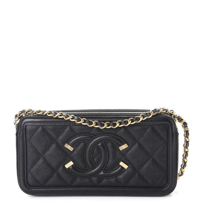 Chanel Caviar Quilted CC Filigree Clutch With Chain Black 1 of 10
