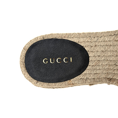 Gucci Monogram Matelasse Diagonal GG Marmont Platform Espadrille Slide Sandals 35.5 Beige Ebony Black 7 of 9