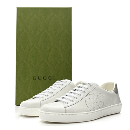 Gucci Calfskin Interlocking G Perforated Mens Ace Sneakers 8 White Grey Sky 10 of 10