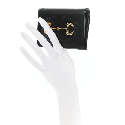 Gucci Boarded Plutone Calfskin Horsebit 1955 Card Case Wallet Black 2 of 8