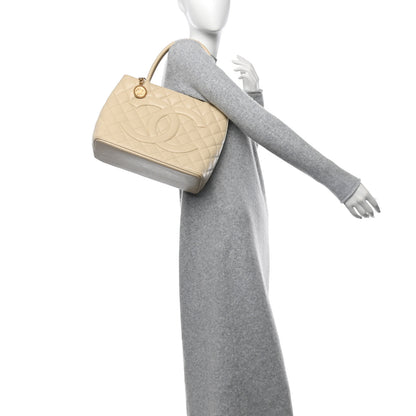 Chanel Caviar Quilted Medallion Tote Light Beige 2 of 15