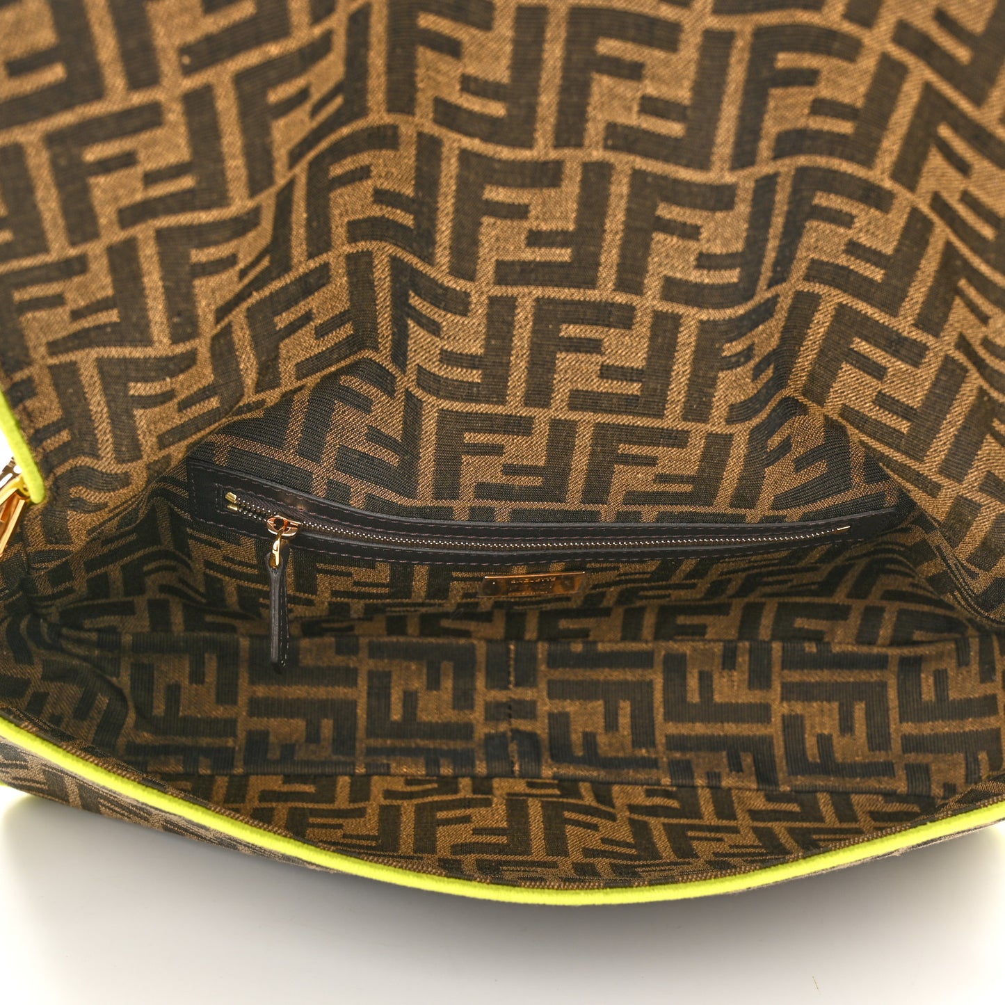 Fabric Jacquard FF 1974 Large Baguette Tobacco Moro Giallo Fluo