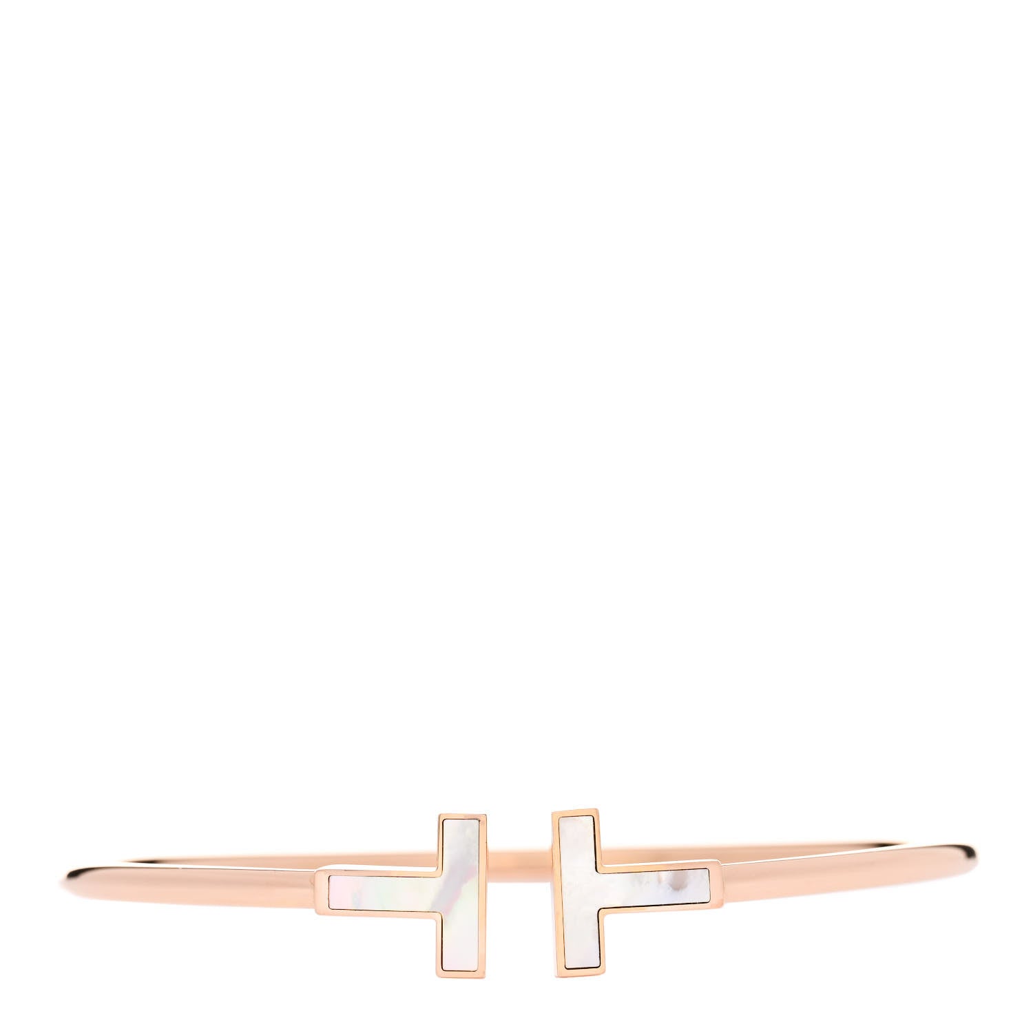 Tiffany 18K Rose Gold Mother of Pearl T Wire Bracelet 1 of 4