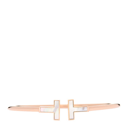 Tiffany 18K Rose Gold Mother of Pearl T Wire Bracelet 1 of 4